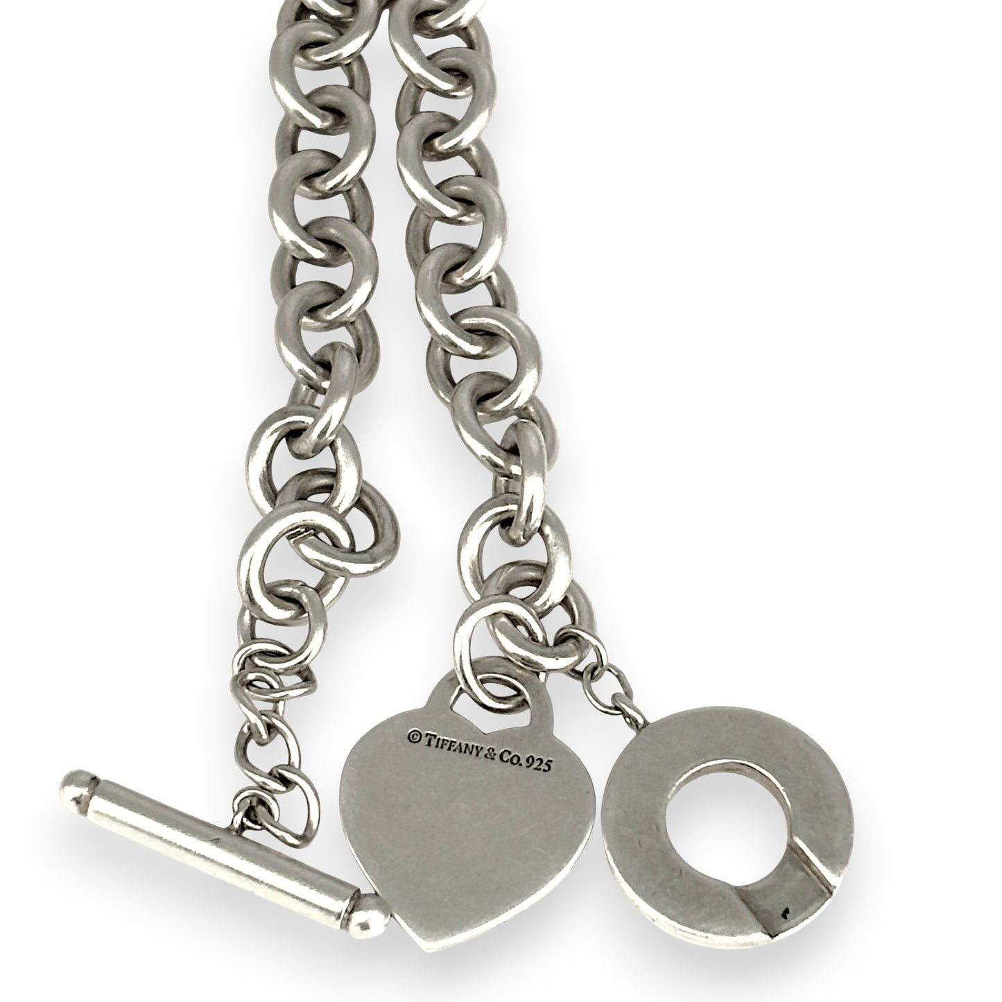 SILVER DEAL | Vintage TIFFANY & CO Sterling Silver Heart Tag Toggle Necklace 38.5cm