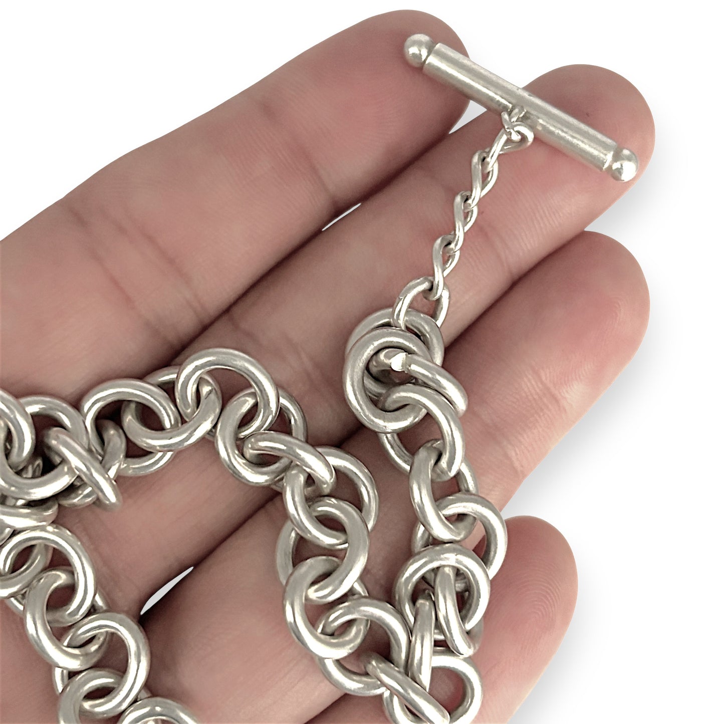 SILVER DEAL | Vintage TIFFANY & CO Sterling Silver Heart Tag Toggle Necklace 38.5cm