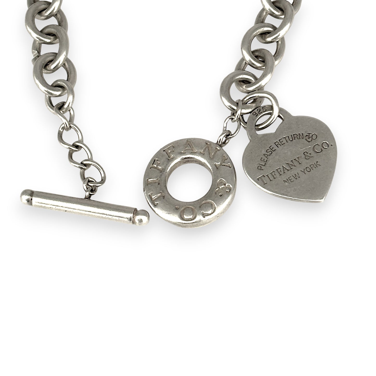 SILVER DEAL | Vintage TIFFANY & CO Sterling Silver Heart Tag Toggle Necklace 38.5cm