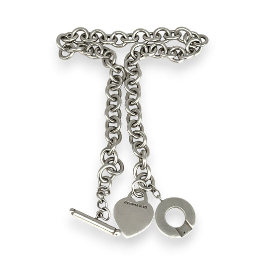SILVER DEAL | Vintage TIFFANY & CO Sterling Silver Heart Tag Toggle Necklace 38cm