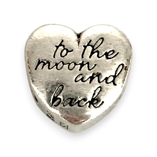 SILVER DEAL | Sterling Silver Heart Bead Charm - I Love You