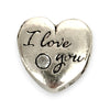 SILVER DEAL | Sterling Silver Heart Bead Charm - I Love You