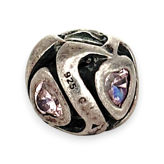 SILVER DEAL | Chamilia Sterling Silver Bead Charm - Heart with Pink CZs