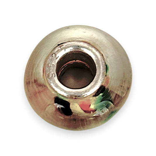 SILVER DEAL | Sterling Silver Murano Charm - Yellow with Colorful Dots