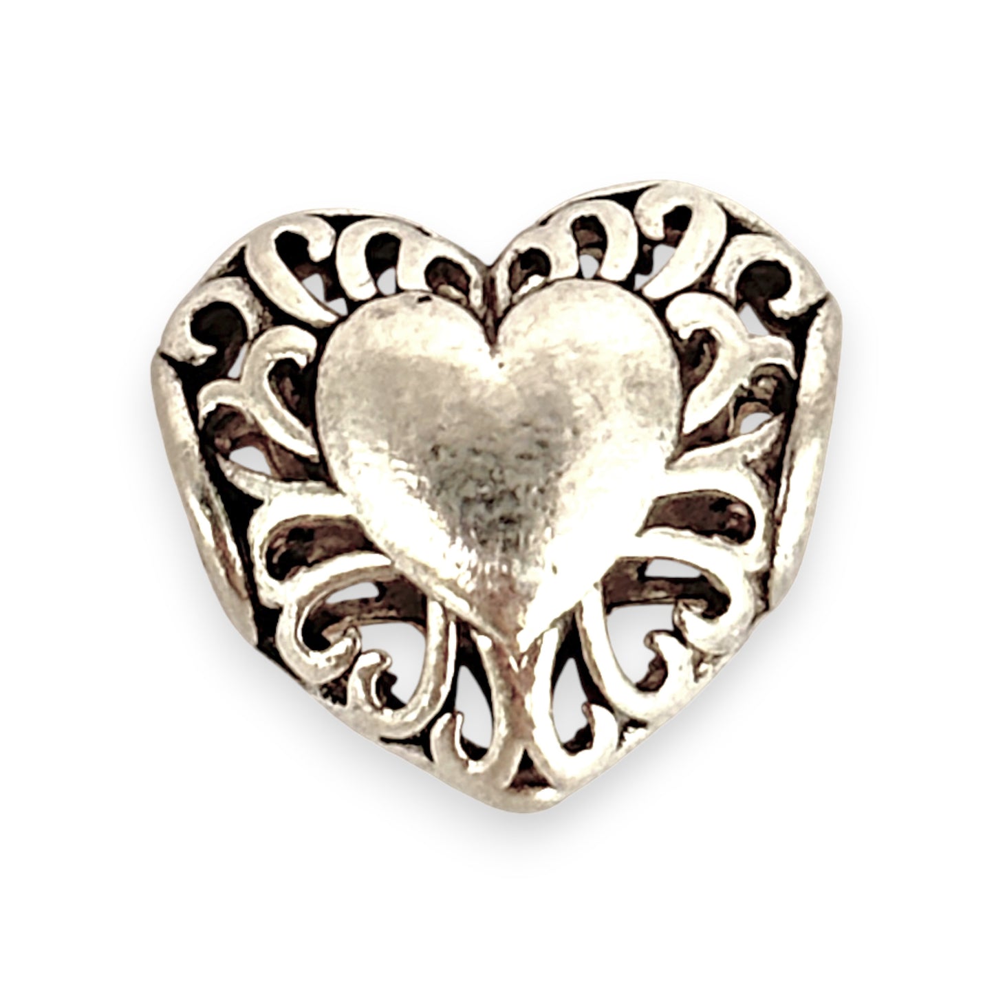 SILVER DEAL | E & R Sterling Silver Openwork Charm - Whispers of Love Heart