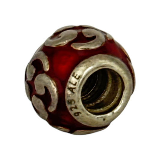 SILVER DEAL | Pandora Sterling Silver Bead Charm - Red Enamel Zen