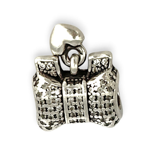 SILVER DEAL | Sterling Silver Dangle Charm - Sweetheart Bow