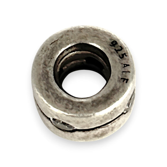 SILVER DEAL | Pandora Sterling Silver Band Bead Charm - Clear CZ Barrel