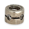 SILVER DEAL | Pandora Sterling Silver Band Bead Charm - Clear CZ Barrel