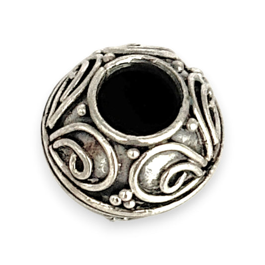SILVER DEAL | Sterling Silver Bead Charm - Vintage Swirl Sphere