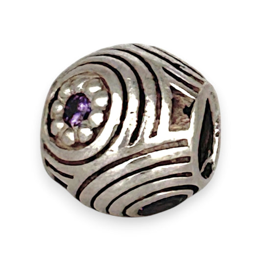 SILVER DEAL | Pandora Sterling Silver Bead Charm - Hypnotic Purple CZ