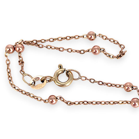 GOLD DEAL | 9ct (9K) Rose Gold Minimalist Beaded Bracelet 19cm