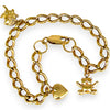 GOLD DEAL | 9ct (9K) Gold Heart, Rose & Bear Motifs Refurbished Bracelet 21cm