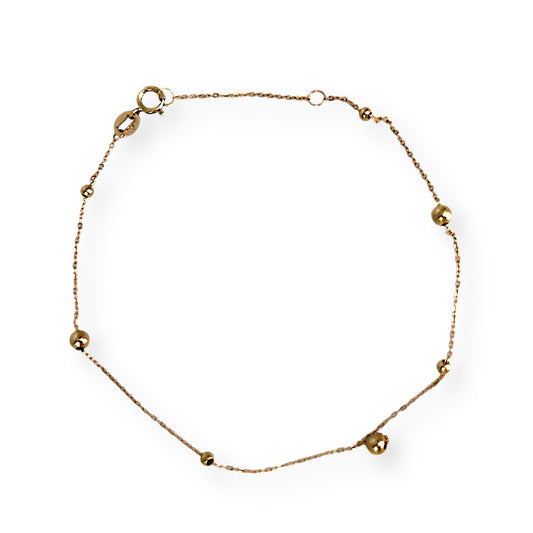 GOLD DEAL | 9ct (9K) Gold Beaded Cable Bracelet - Minimalist Grace with Adjustable Fit