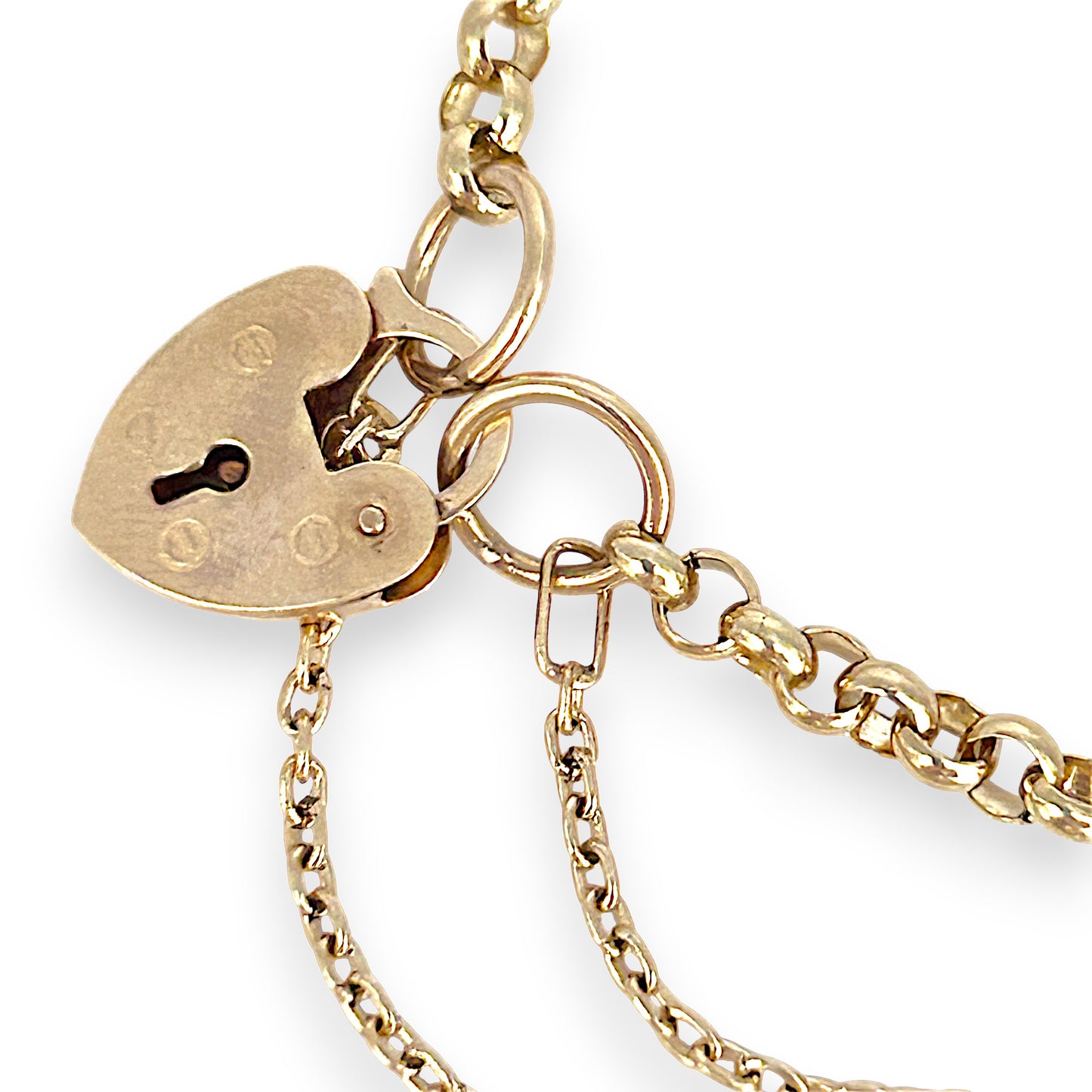 GOLD DEAL | 9ct (9K) Gold Vintage Glamour Belcher Bracelet 18cm with heart Padlock