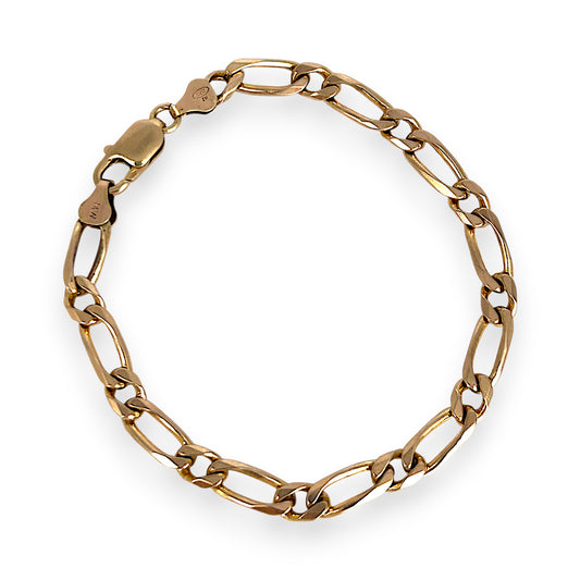 GOLD DEAL | NZ 9ct (9K) Gold Flawless Figaro Elongated Link Bracelet 21.5cm