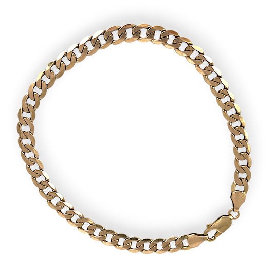 GOLD DEAL | 9ct (9K) Gold Contemporary Edge Flat Curb Bracelet 21cm