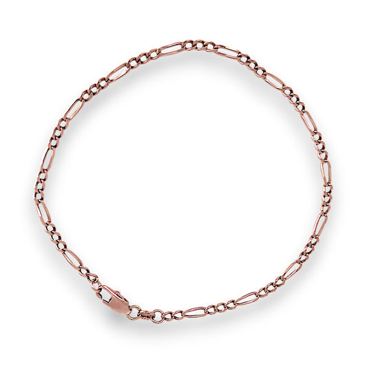 GOLD DEAL | 9ct (9K) Rose Gold Figaro 3-1 Bracelet 21.5cm
