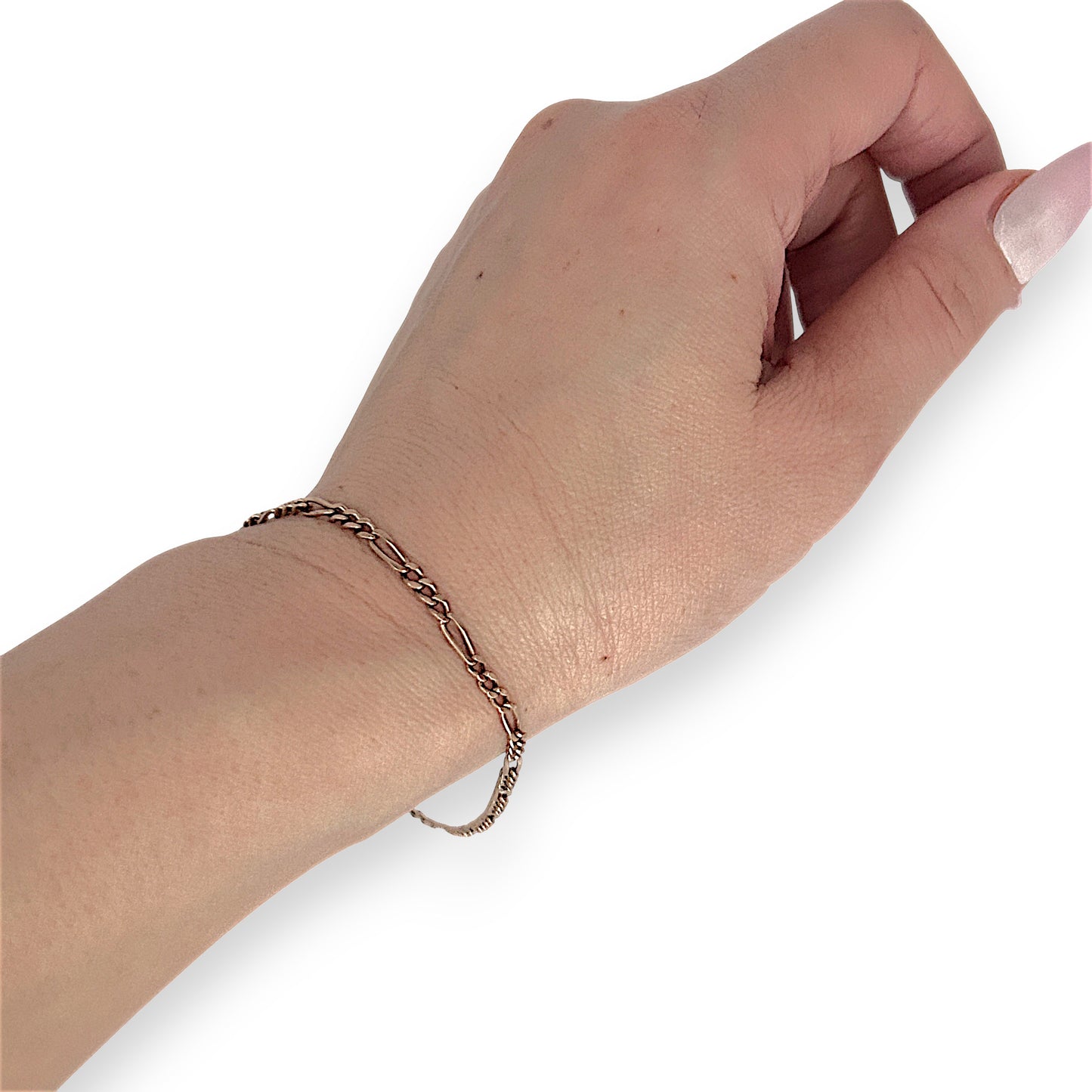 GOLD DEAL | 9ct (9K) Rose Gold Figaro 3-1 Bracelet 21.5cm