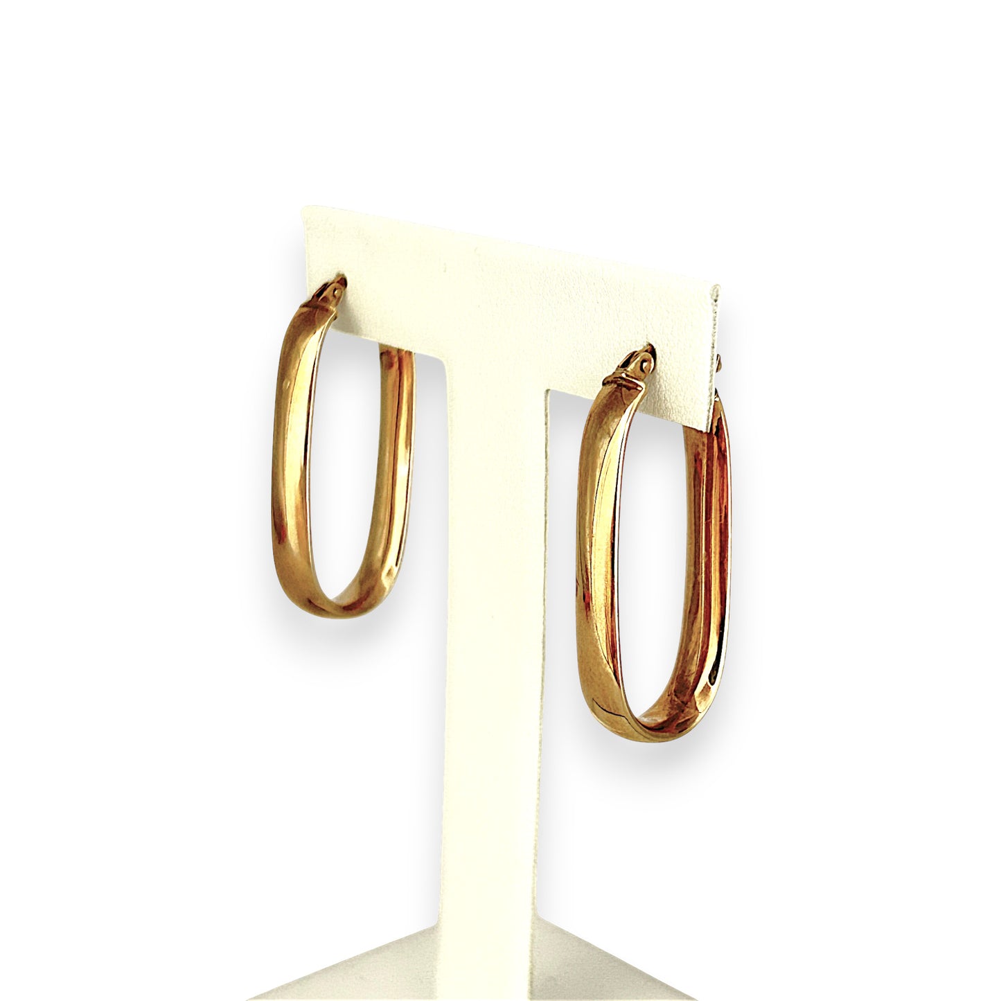GOLD DEAL | 9ct (9K) Gold Contoured Oval Hoop Earrings 34.1mm