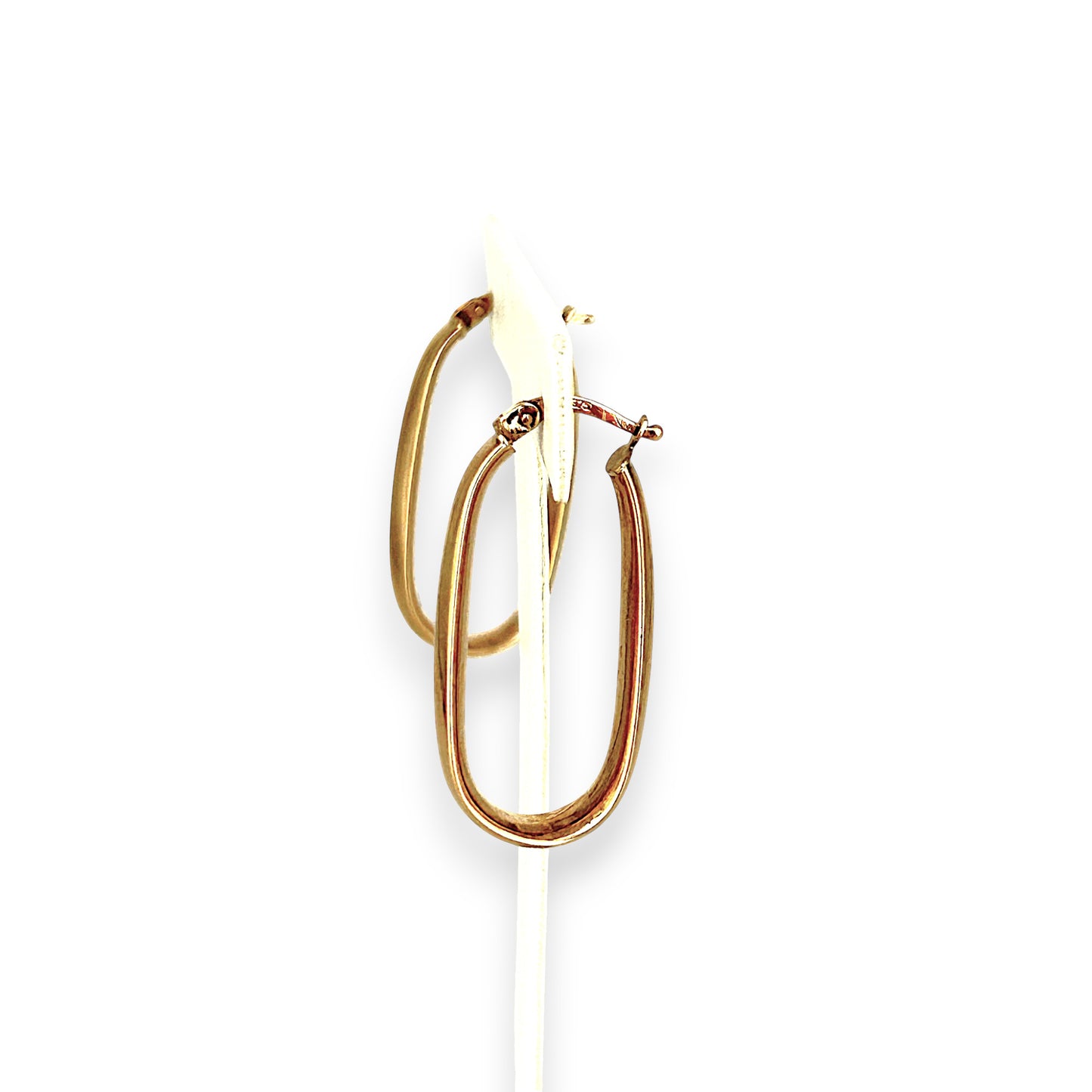 GOLD DEAL | 9ct (9K) Gold Contoured Oval Hoop Earrings 34.1mm