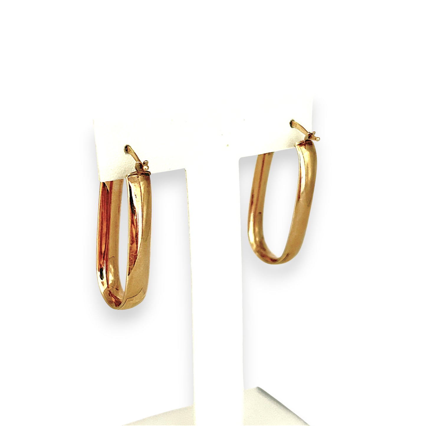 GOLD DEAL | 9ct (9K) Gold Contoured Oval Hoop Earrings 34.1mm