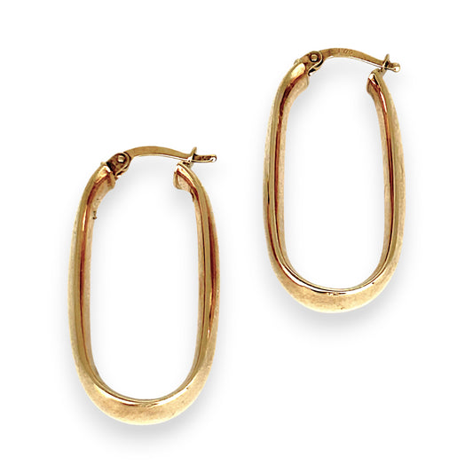 GOLD DEAL | 9ct (9K) Gold Contoured Oval Hoop Earrings 34.1mm