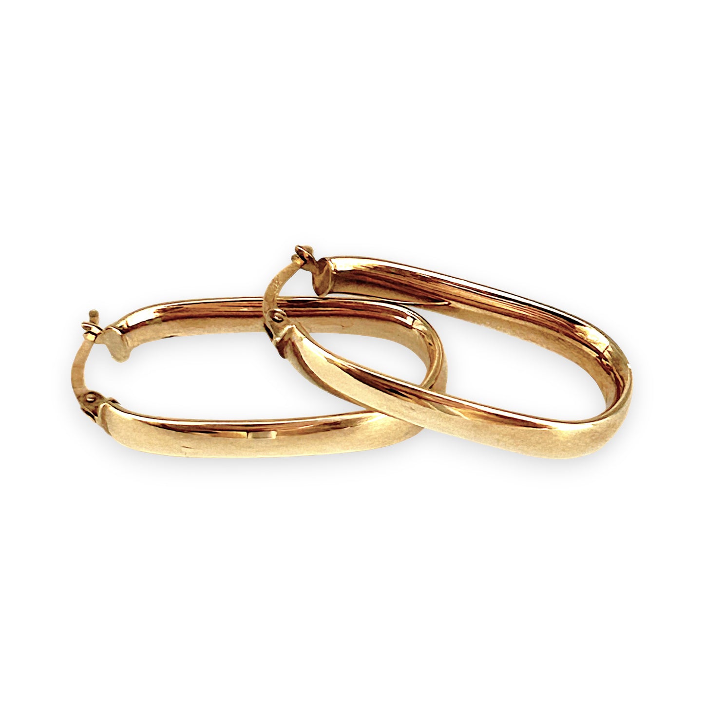 GOLD DEAL | 9ct (9K) Gold Contoured Oval Hoop Earrings 34.1mm