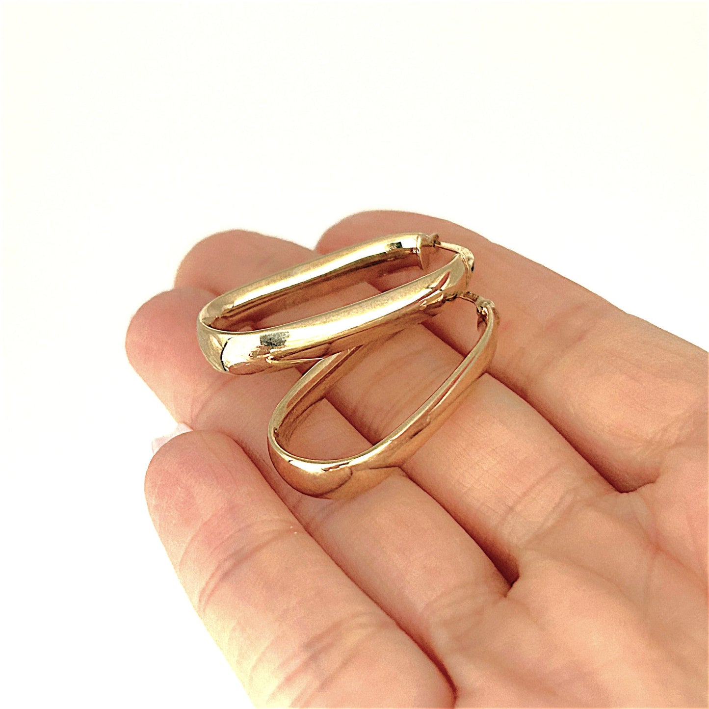 GOLD DEAL | 9ct (9K) Gold Contoured Oval Hoop Earrings 34.1mm