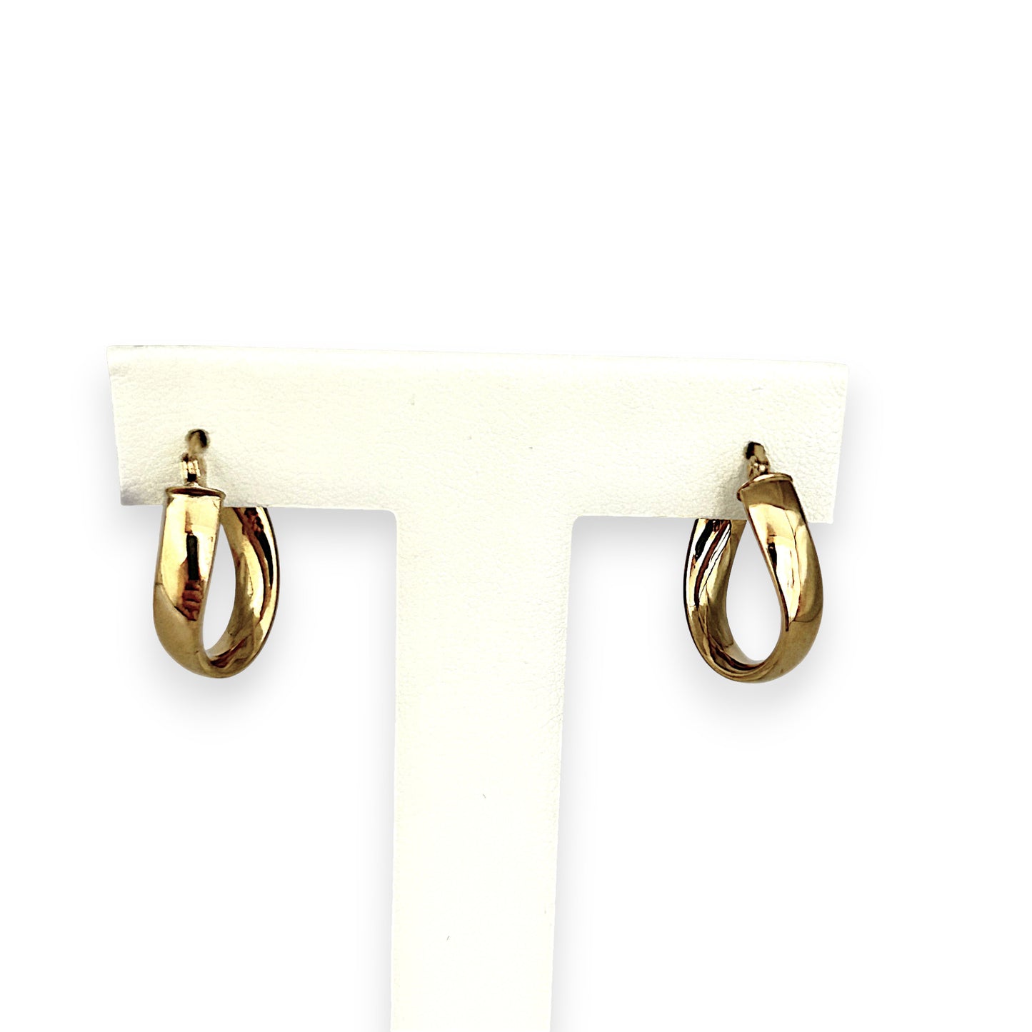 GOLD DEAL | 9ct (9K) Gold Subtle Contoured Twist Hoop Earrings 18.8mm