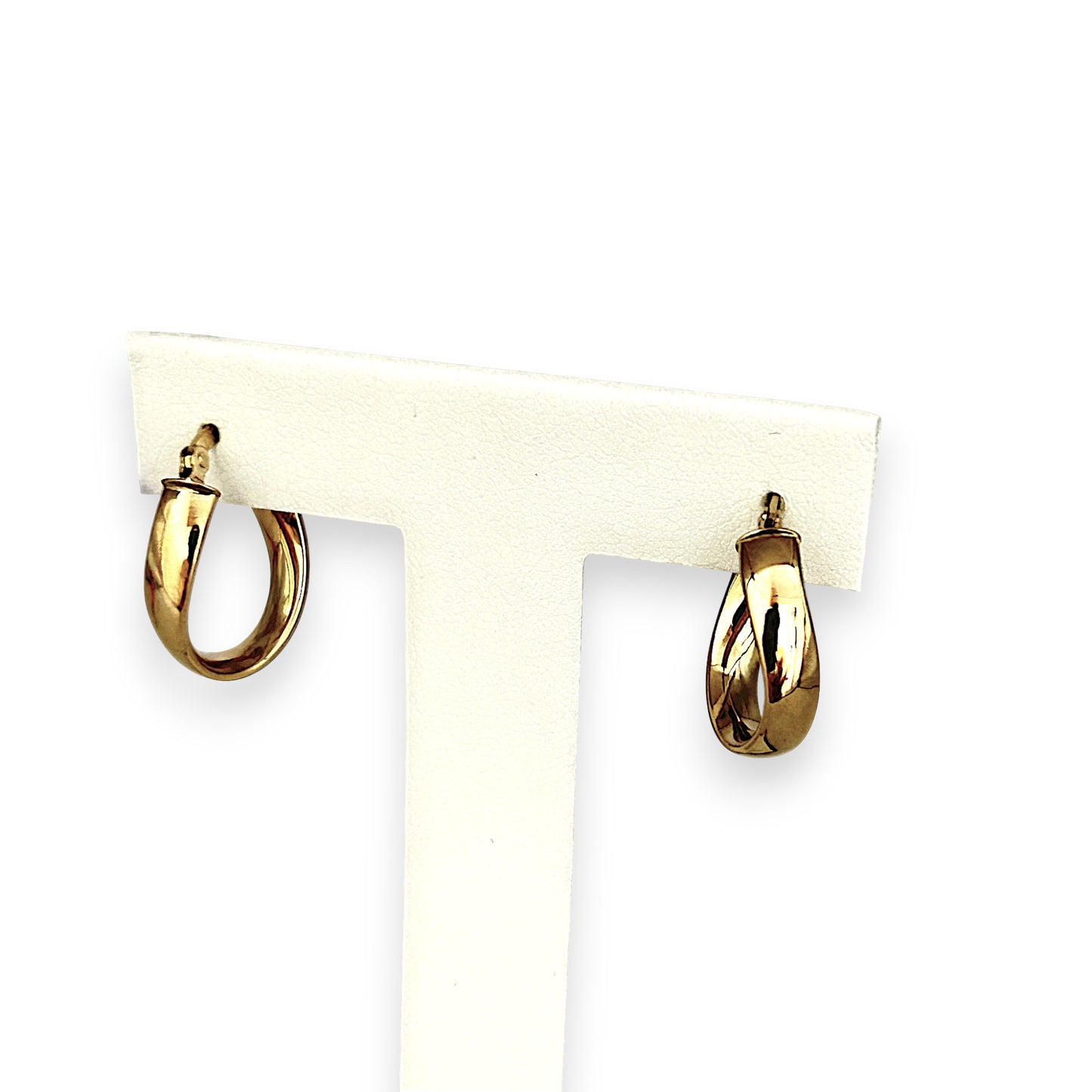 GOLD DEAL | 9ct (9K) Gold Subtle Contoured Twist Hoop Earrings 18.8mm