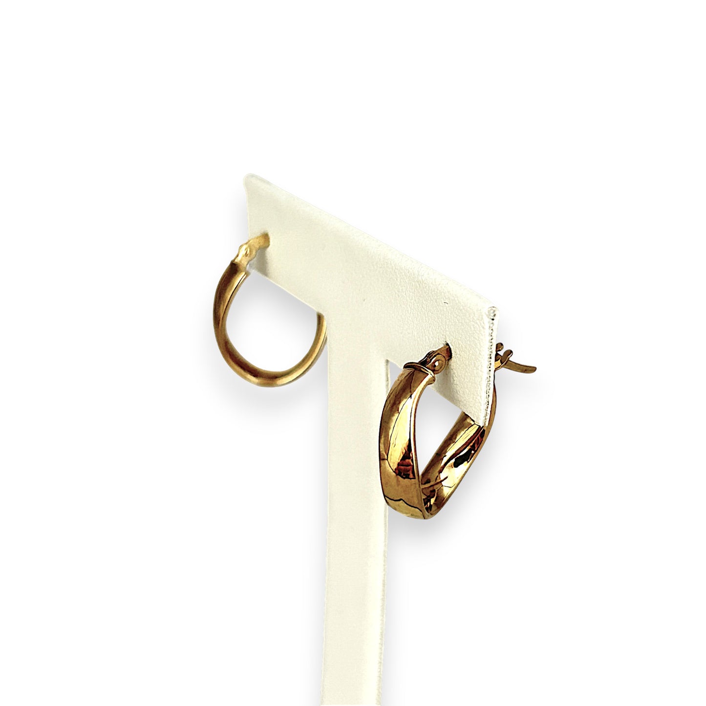 GOLD DEAL | 9ct (9K) Gold Subtle Contoured Twist Hoop Earrings 18.8mm
