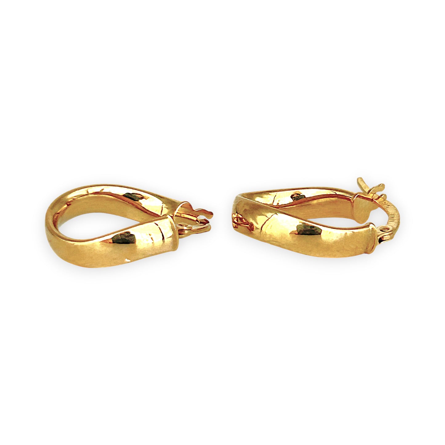 GOLD DEAL | 9ct (9K) Gold Subtle Contoured Twist Hoop Earrings 18.8mm