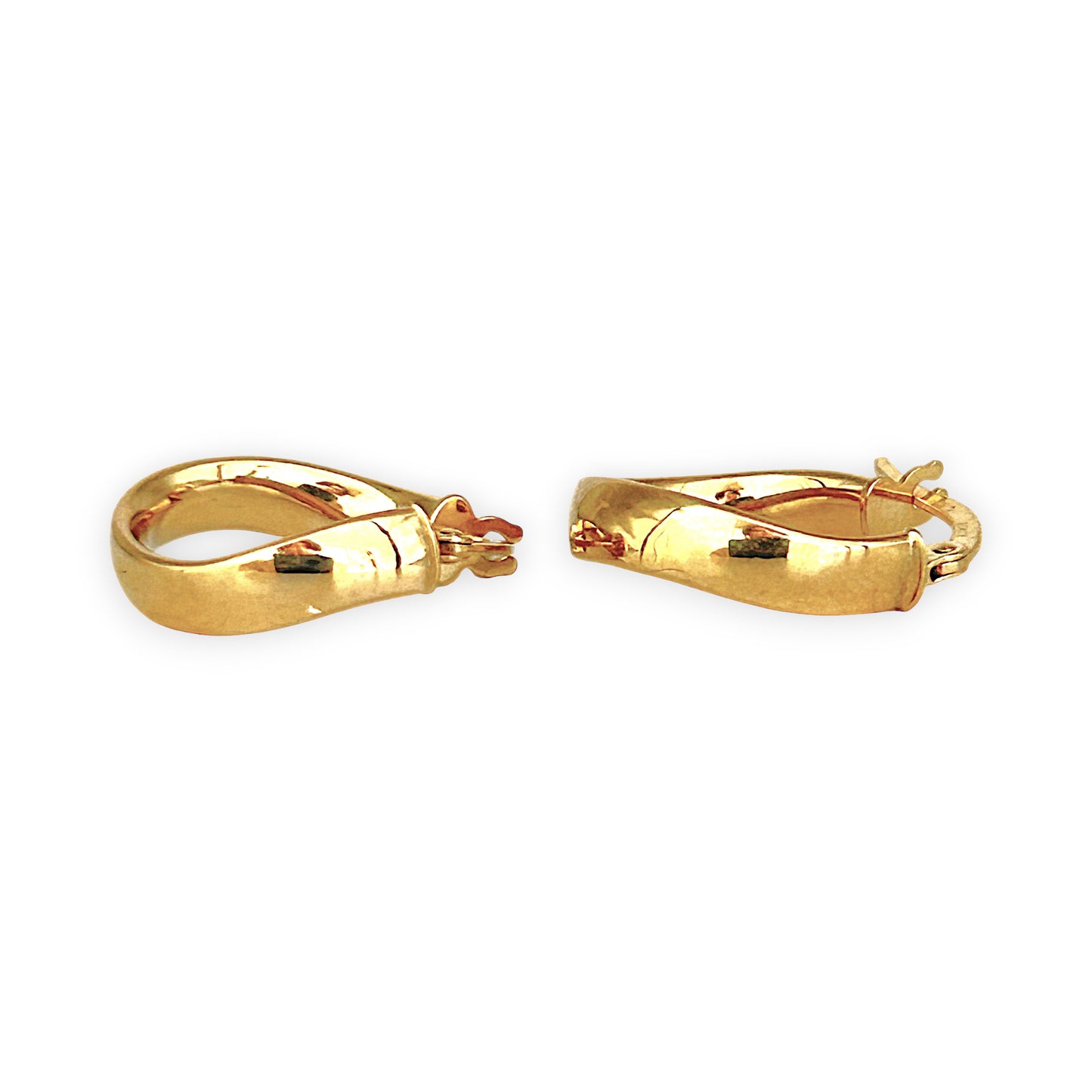 GOLD DEAL | 9ct (9K) Gold Subtle Contoured Twist Hoop Earrings 18.8mm