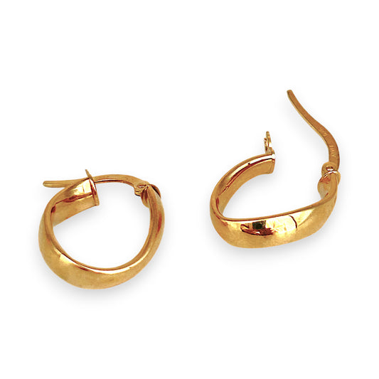 GOLD DEAL | 9ct (9K) Gold Subtle Contoured Twist Hoop Earrings 18.8mm