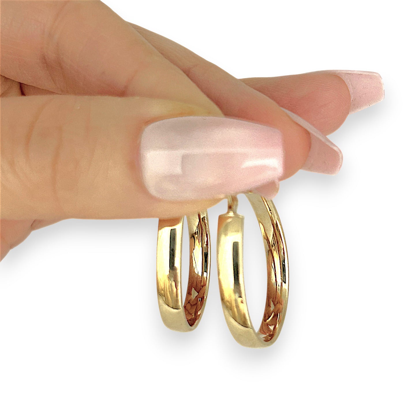 GOLD DEAL | 9ct (9K) Gold Ovoid Sculpted Hoop Earrings 29.3mm
