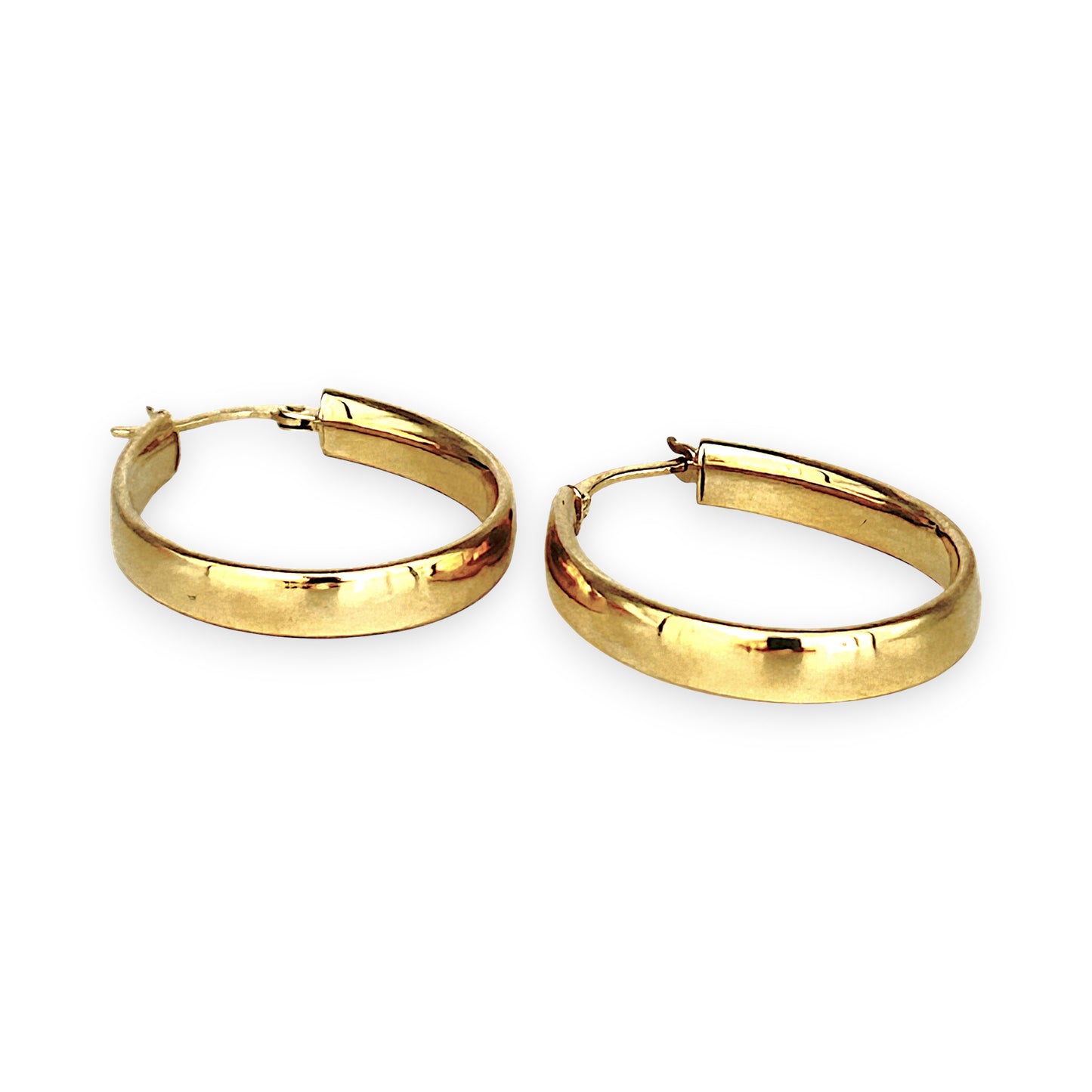 GOLD DEAL | 9ct (9K) Gold Ovoid Sculpted Hoop Earrings 29.3mm