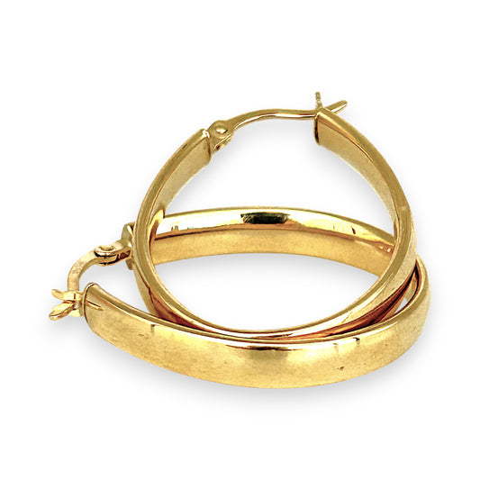 GOLD DEAL | 9ct (9K) Gold Ovoid Sculpted Hoop Earrings 29.3mm
