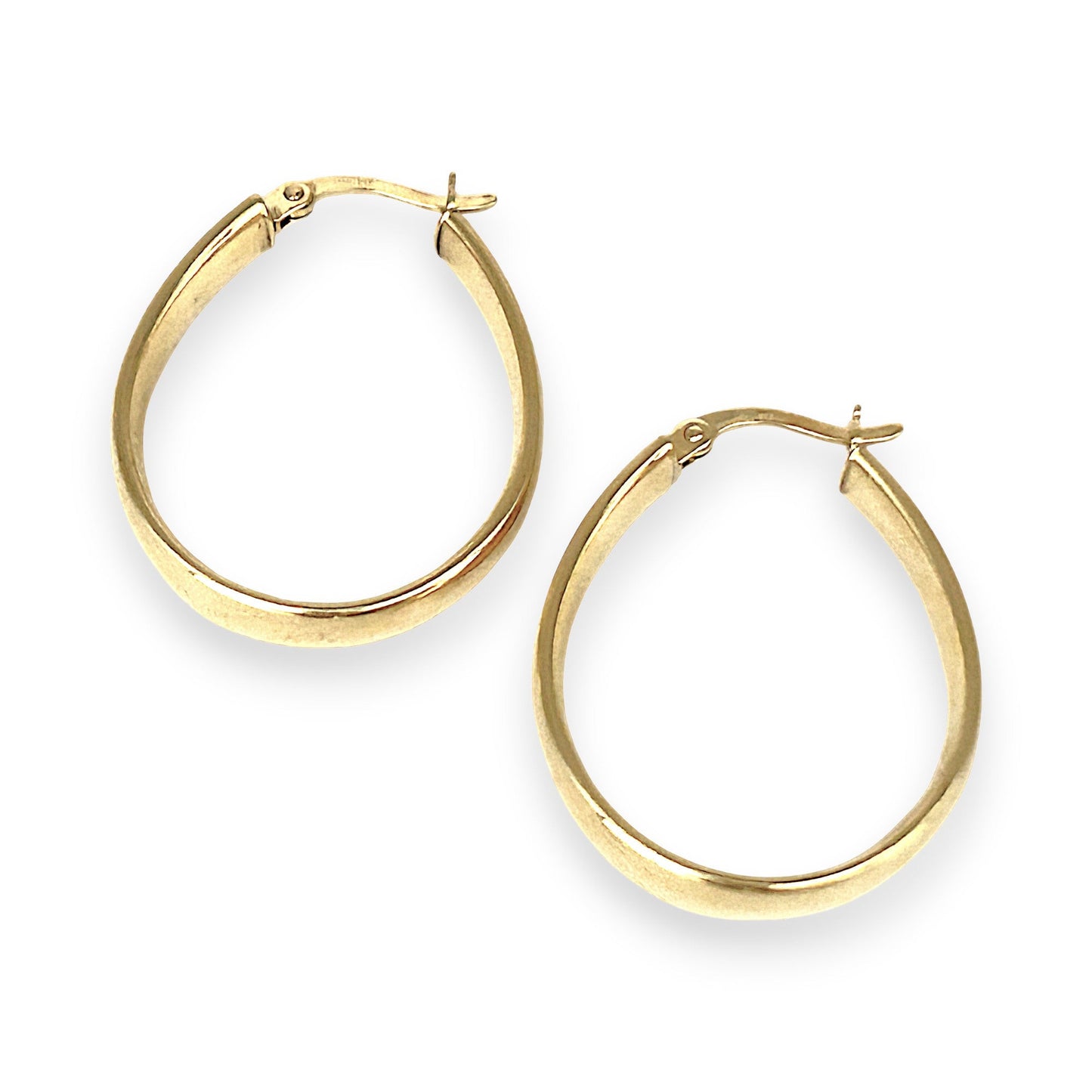 GOLD DEAL | 9ct (9K) Gold Ovoid Sculpted Hoop Earrings 29.3mm