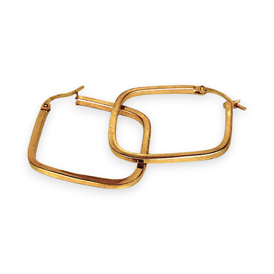 GOLD DEAL | 9ct (9K) Gold Soft Square Silhouette Hoop Earrings 32.9mm