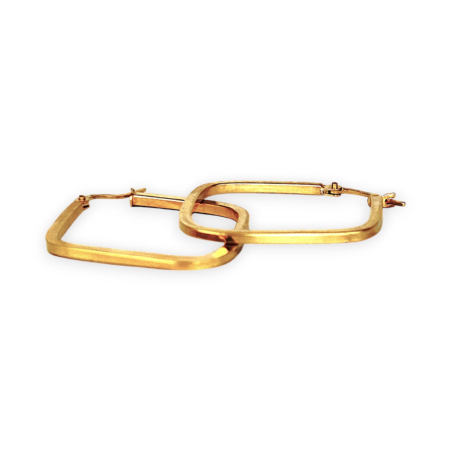 GOLD DEAL | 9ct (9K) Gold Soft Square Silhouette Hoop Earrings 32.9mm