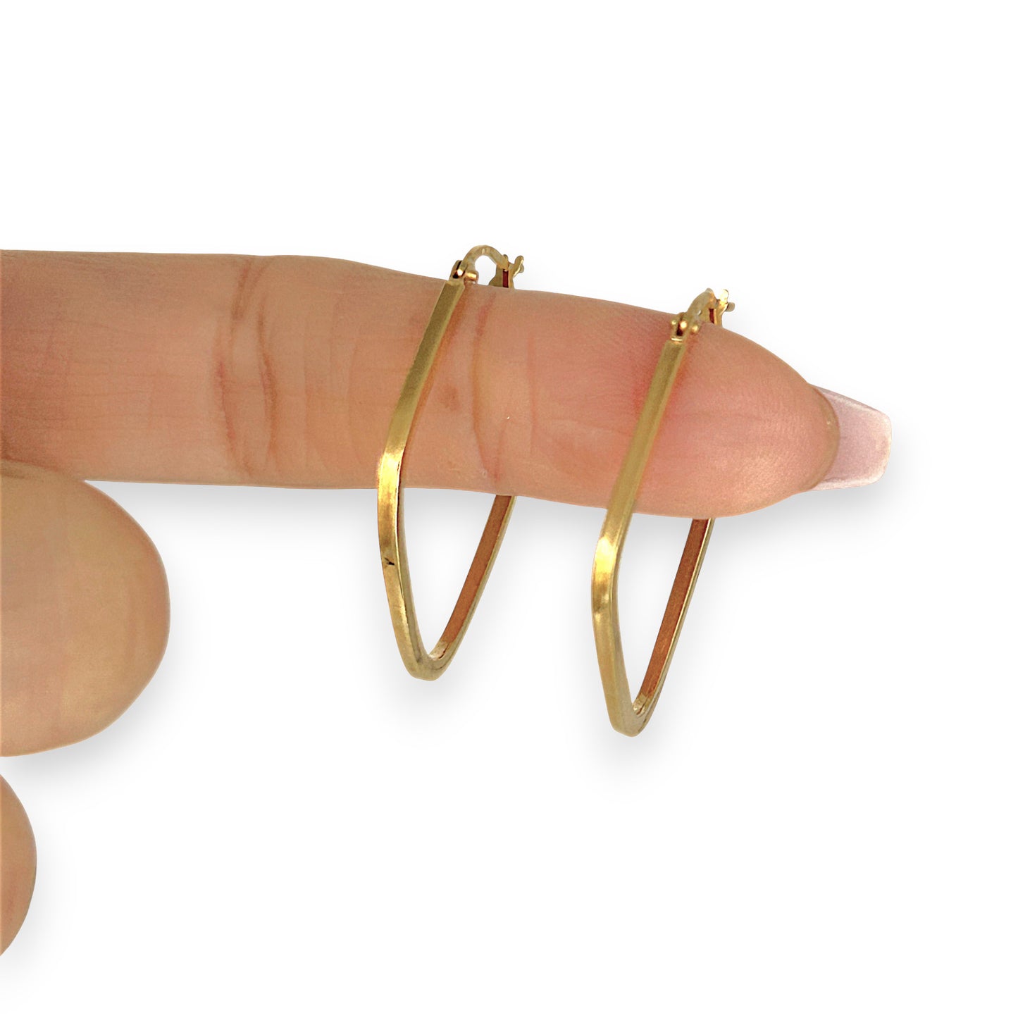 GOLD DEAL | 9ct (9K) Gold Soft Square Silhouette Hoop Earrings 32.9mm