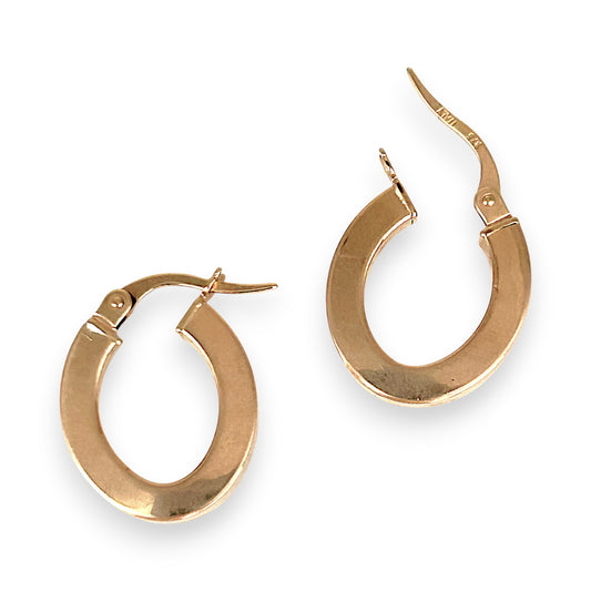 GOLD DEAL | 9ct (9K) Rose Gold Flat-Edge Oval Hoop Earrings