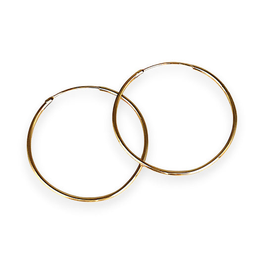 GOLD DEAL | 9ct (9K) Gold Minimalist Sleeper Hoop Earrings 34.1mm
