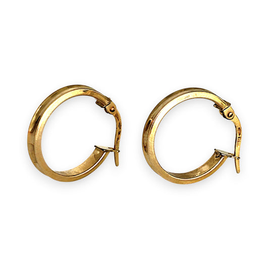 GOLD DEAL | 9ct (9K) Gold Refinded Edge Curve Hoop Earrings 17.2mm