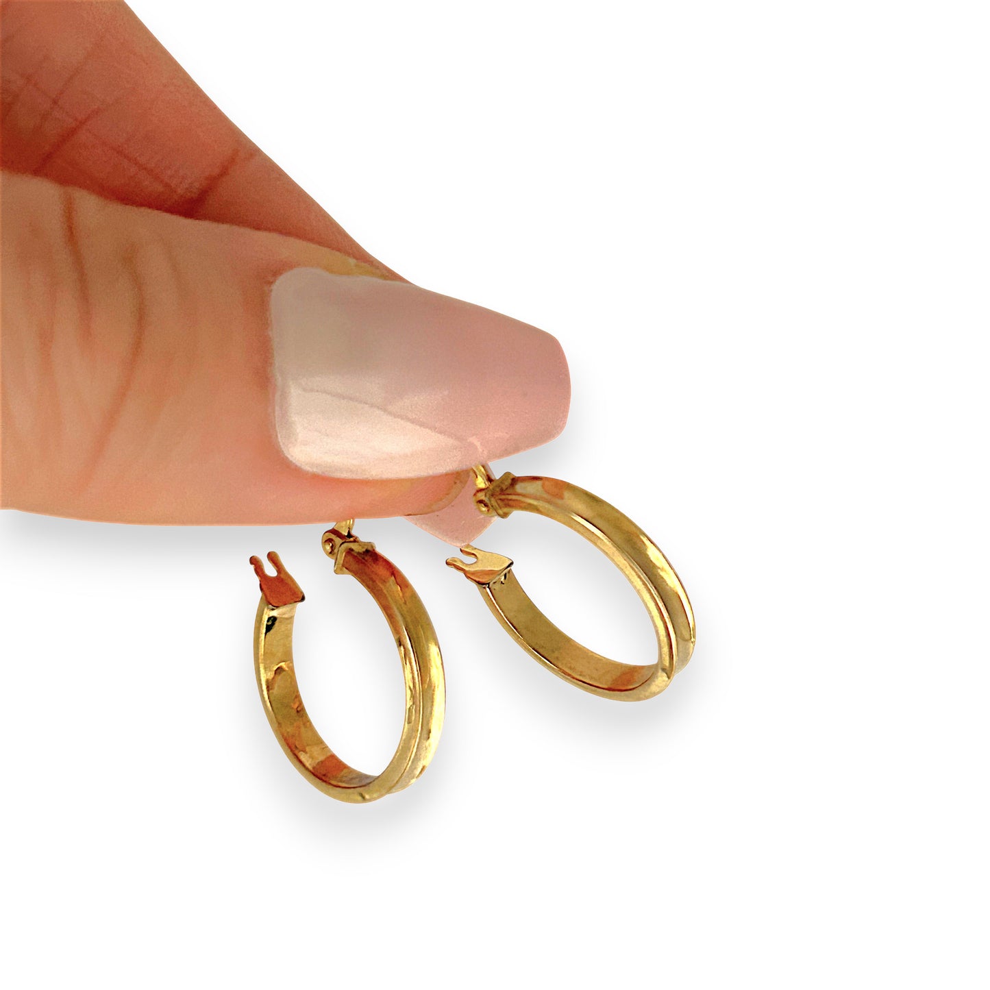GOLD DEAL | 9ct (9K) Gold Refinded Edge Curve Hoop Earrings 17.2mm