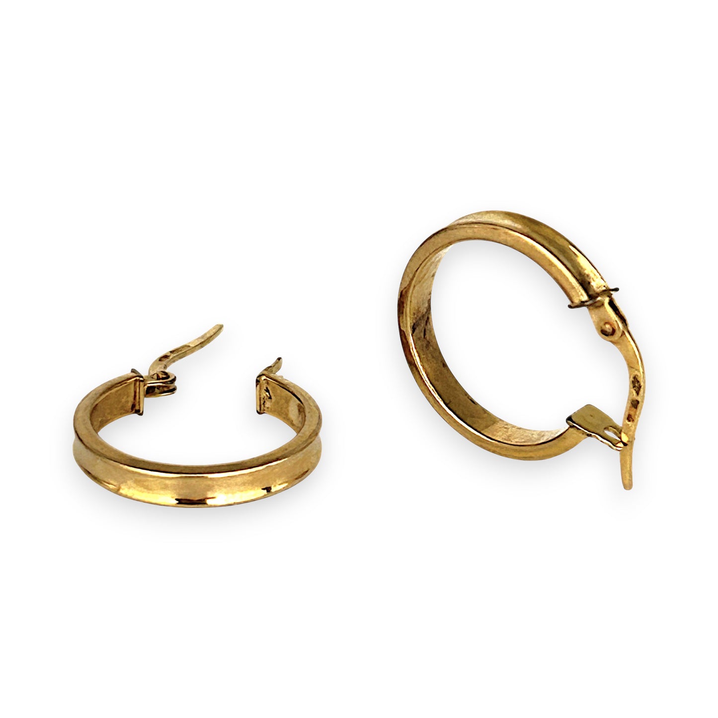 GOLD DEAL | 9ct (9K) Gold Refinded Edge Curve Hoop Earrings 17.2mm
