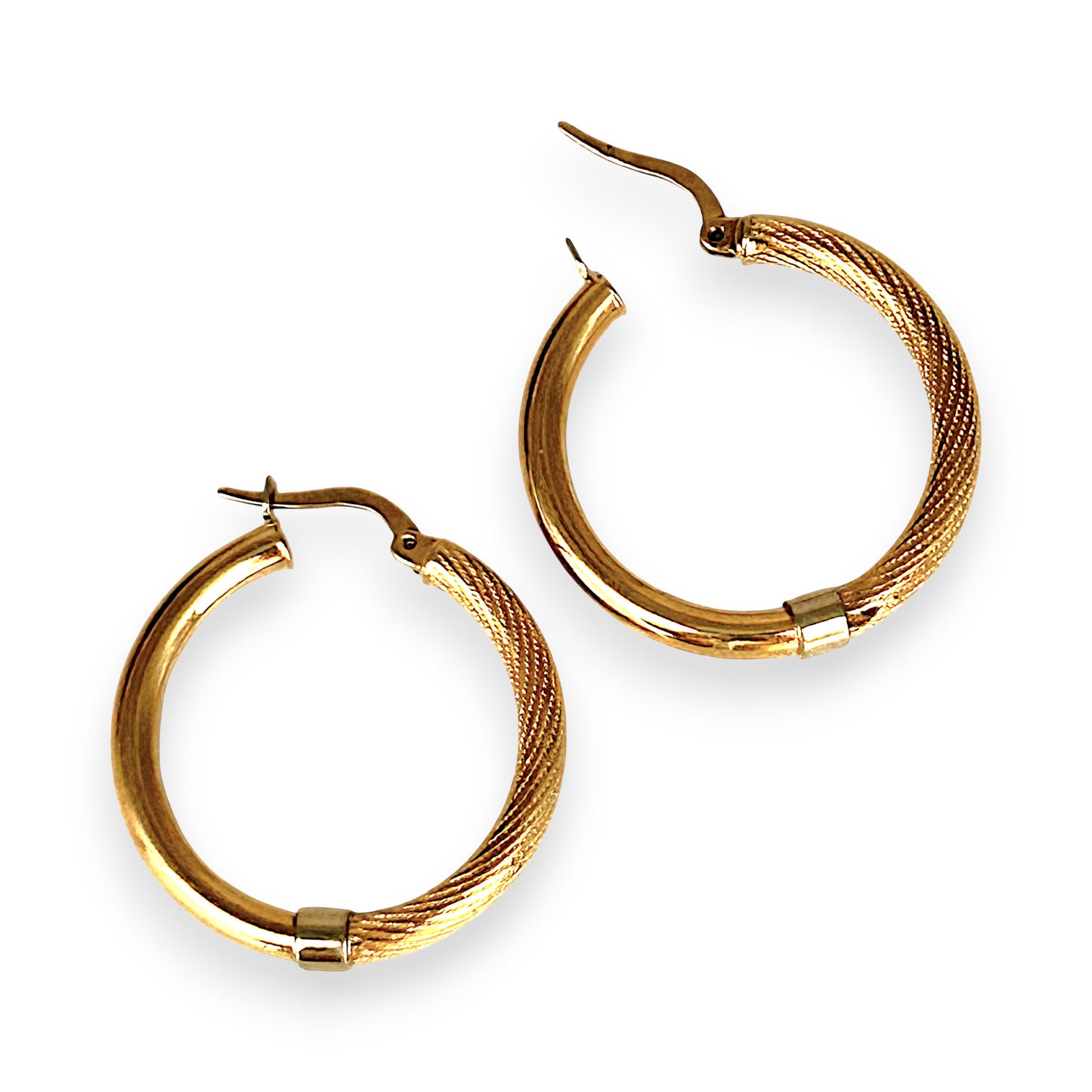 GOLD DEAL | 9ct (9K) Y/W Gold Textured Hoop Earrings – 26.4mm