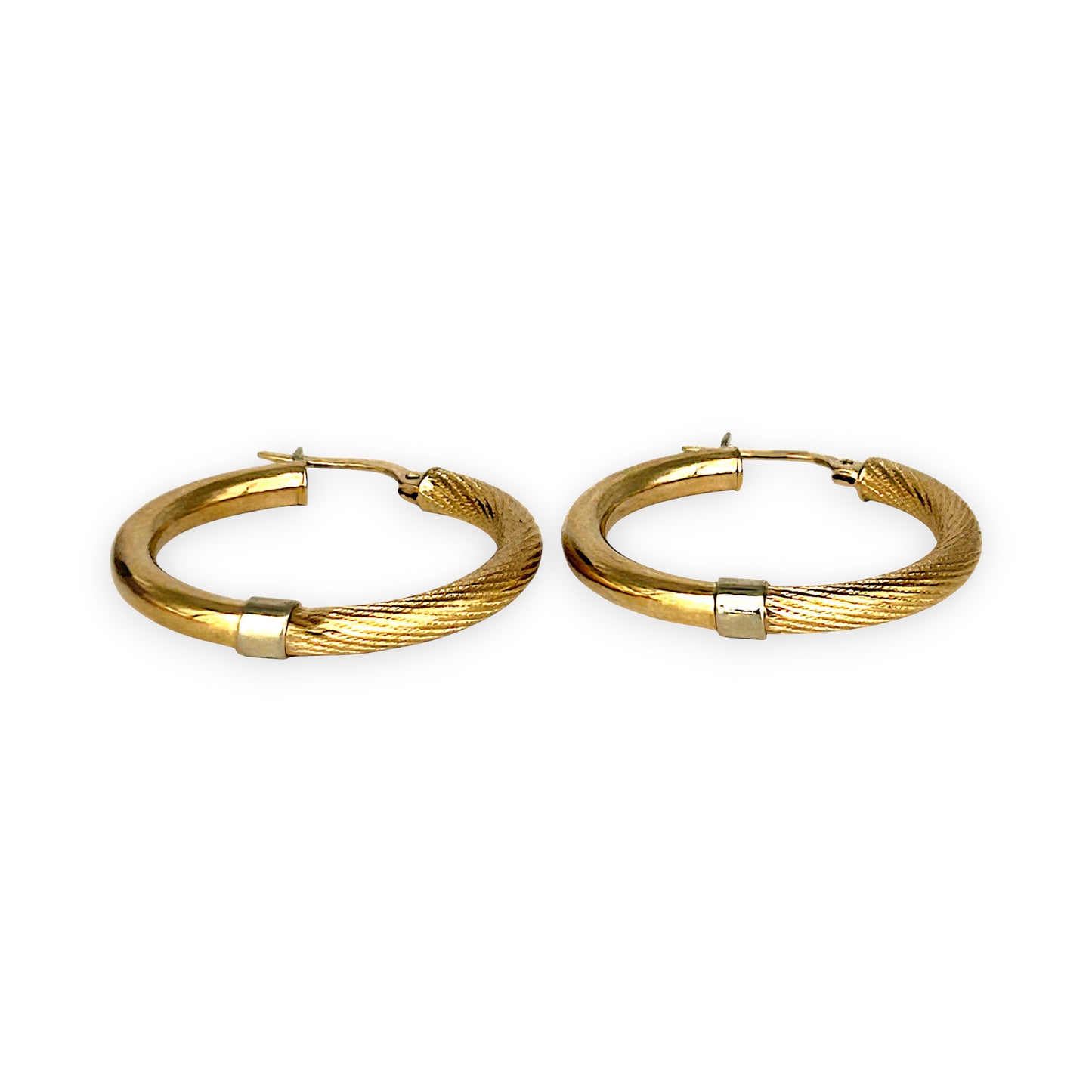 GOLD DEAL | 9ct (9K) Y/W Gold Textured Hoop Earrings – 26.4mm