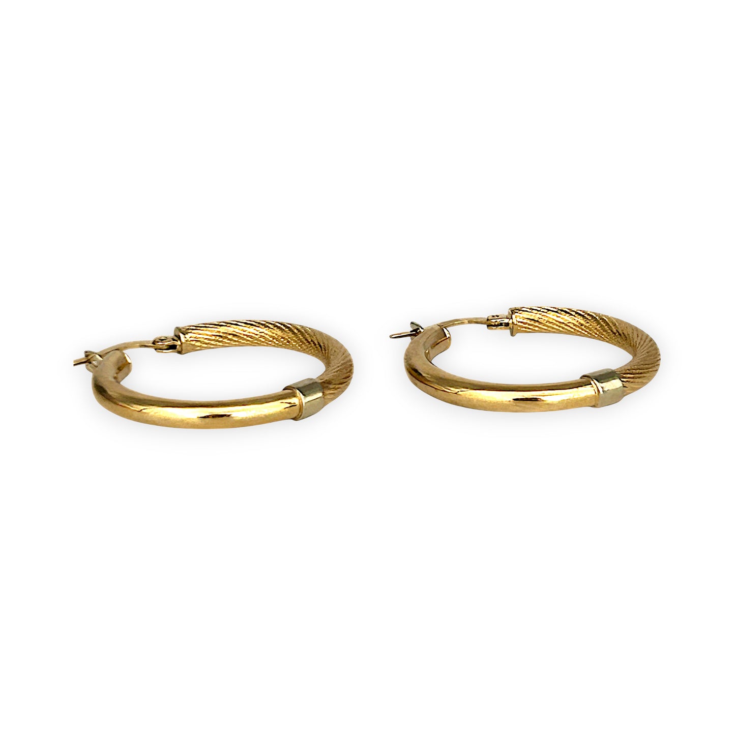 GOLD DEAL | 9ct (9K) Y/W Gold Textured Hoop Earrings – 26.4mm